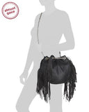 Madden Girl Flirty Fringe Tote (Black) 10", 13.5", 38",Medium, Messenger & Cross