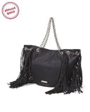 Madden Girl Flirty Fringe Tote (Black) 10", 13.5", 38",Medium, Messenger & Cross