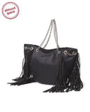 Madden Girl Flirty Fringe Tote (Black) 10", 13.5", 38",Medium, Messenger & Cross