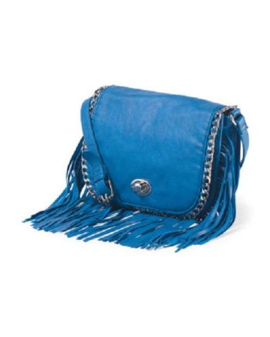 Madden Girl Homer Fringe Cross Body Bag 48", 7", 9.2", Blue, Medium faux leather