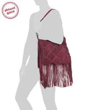 Medium Antik Kraft Shoulder Bag With Fringe 11" 26" Black or Magenta&non leather