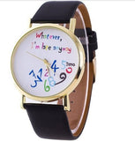 Multicolor Whatever I'm Late Anyway Watch Fashion Women Leather Letters Quartz