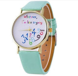 Multicolor Whatever I'm Late Anyway Watch Fashion Women Leather Letters Quartz