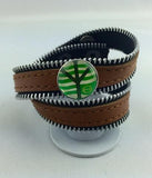 Newest Zipper Top leather PUNK snap button jewelry bracelet T181 (fit 18mm 20mm snaps)