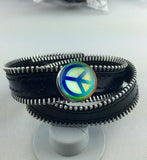 Newest Zipper Top leather PUNK snap button jewelry bracelet T181 (fit 18mm 20mm snaps)