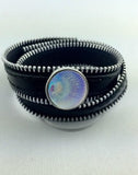 Newest Zipper Top leather PUNK snap button jewelry bracelet T181 (fit 18mm 20mm snaps)