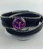 Newest Zipper Top leather PUNK snap button jewelry bracelet T181 (fit 18mm 20mm snaps)