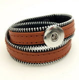 Newest Zipper Top leather PUNK snap button jewelry bracelet T181 (fit 18mm 20mm snaps)