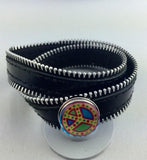 Newest Zipper Top leather PUNK snap button jewelry bracelet T181 (fit 18mm 20mm snaps)