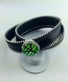 Newest Zipper Top leather PUNK snap button jewelry bracelet T181 (fit 18mm 20mm snaps)