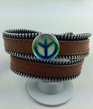 Newest Zipper Top leather PUNK snap button jewelry bracelet T181 (fit 18mm 20mm snaps)