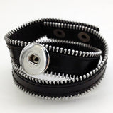 Newest Zipper Top leather PUNK snap button jewelry bracelet T181 (fit 18mm 20mm snaps)