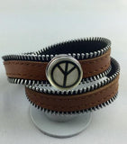 Newest Zipper Top leather PUNK snap button jewelry bracelet T181 (fit 18mm 20mm snaps)