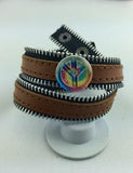 Newest Zipper Top leather PUNK snap button jewelry bracelet T181 (fit 18mm 20mm snaps)