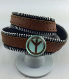 Newest Zipper Top leather PUNK snap button jewelry bracelet T181 (fit 18mm 20mm snaps)