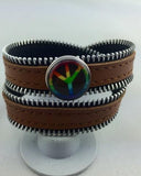 Newest Zipper Top leather PUNK snap button jewelry bracelet T181 (fit 18mm 20mm snaps)