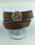 Newest Zipper Top leather PUNK snap button jewelry bracelet T181 (fit 18mm 20mm snaps)