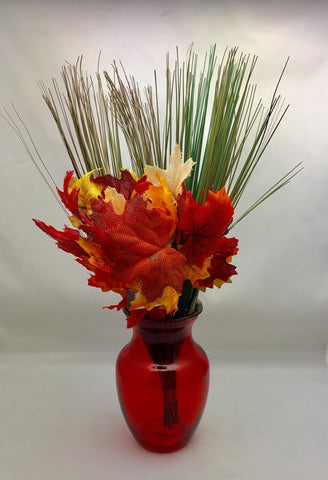 Onion Grass. Burlap Maple Leaves Artificial Flowers