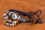 Punk Rock Ethnic Leather Evil Eye Charm Bracelets Pulseras Fashion Jewelry Unisex Adjustable