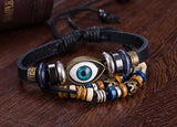 Punk Rock Ethnic Leather Evil Eye Charm Bracelets Pulseras Fashion Jewelry Unisex Adjustable