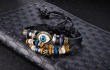 Punk Rock Ethnic Leather Evil Eye Charm Bracelets Pulseras Fashion Jewelry Unisex Adjustable