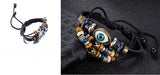 Punk Rock Ethnic Leather Evil Eye Charm Bracelets Pulseras Fashion Jewelry Unisex Adjustable