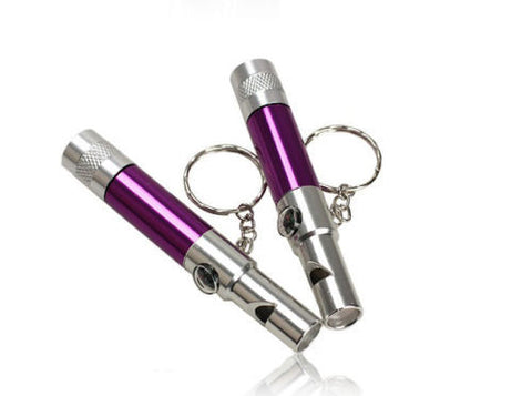 Purple Multifunction Aluminum Led Pocket Mini Flashlight,Keyring,Whistle,Compass