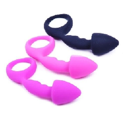 Purple Silicone Curved Comfort Anal Butt Plug Toy and Phthalate Free