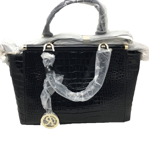 Rimen & Co. Crock Top Satchel Pic 10", 14.25", Black, Large, faux leather