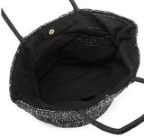 Saks Fifth Avenue Black Paper Straw Tote 11", 15", 6", Large and Strap Drop 10.5