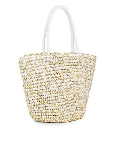 Saks Fifth Avenue Metallic Straw Tote