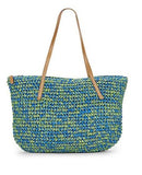 Saks Fifth Avenue Two- Tone Straw Tote Turo/Green