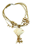 Shell Necklace Tan Color 10" Gold Beaded Chain