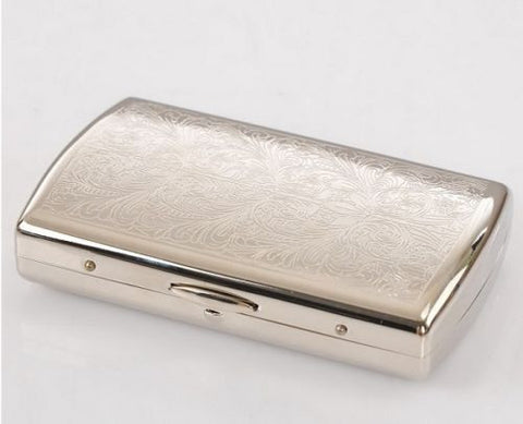 Silvery White Copper Lines Cigarette Case Holder Box For 12 Cigarettes