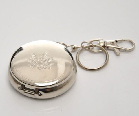 Silvery White Portable Pocket Round Pendant Ashtray