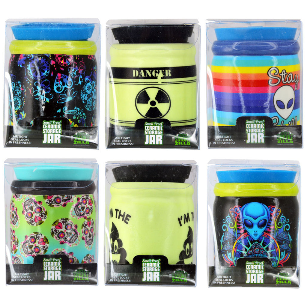 1-Smokezilla SmellProof Ceramic Storage Jar- 3"