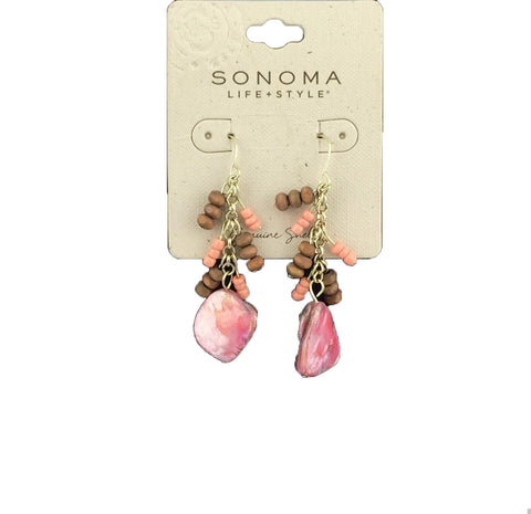 Sonoma Life+Style Plated Gold Hanging Earrings W/ Stone Charm / Beads
