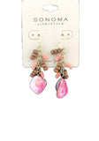 Sonoma Life+Style Plated Gold Hanging Earrings W/ Stone Charm / Beads