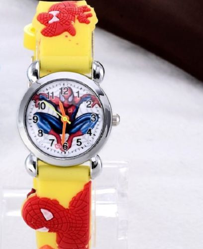 Spiderman Watches Children Cartoon Watch Kids Cool 3-D Rubber Strap Quartz Watch
