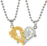 Stainless Steel Two Tone Pendant Couple One Heart Necklaces Zinc Alloy,fashion,