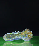 "The Orchid" Fume Worked Glass Spoon Hand Pipe with Dots