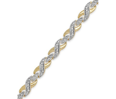 Victoria Townsend Rose-Cut Diamond Xo Bracelet In 18K Gold Over Silver-Plated