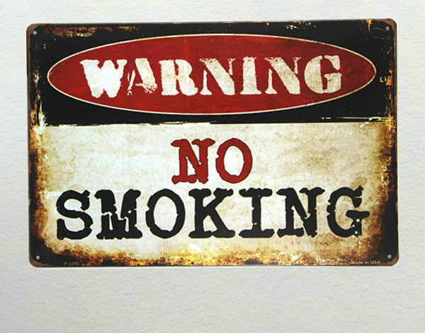 1-pc WARNING "NO SMOKING" Metal sign wall Decor Garage Shop Bar living room