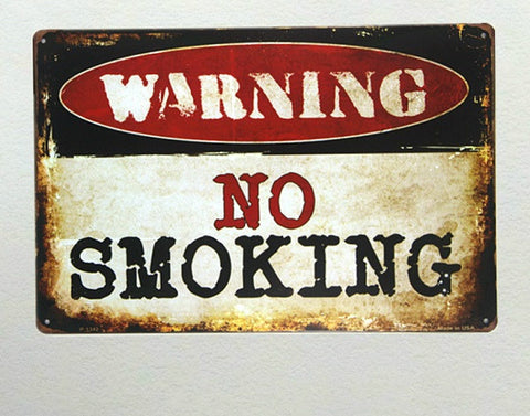 1-pc WARNING "NO SMOKING" Metal sign wall Decor Garage Shop Bar living room