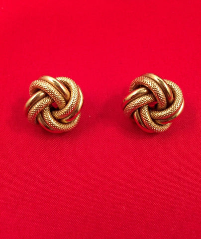 Yellow Gold Twist Knot Earrings Made In Italy