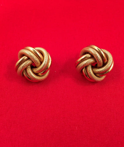 Yellow Gold Twist Knot Earrings Made In Italy