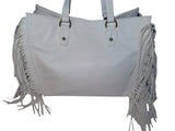 Carlos By Carlos Santana White Georgina Fringe Tote10.75", 11.5", 14", 4", Large