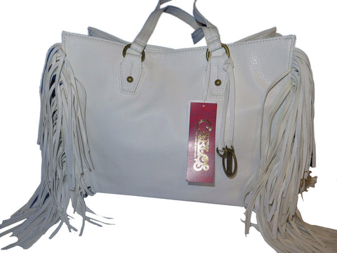Carlos By Carlos Santana White Georgina Fringe Tote10.75", 11.5", 14", 4", Large